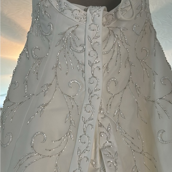 Demetrios Elegant White Embroidered Gown - Picture 3 of 7